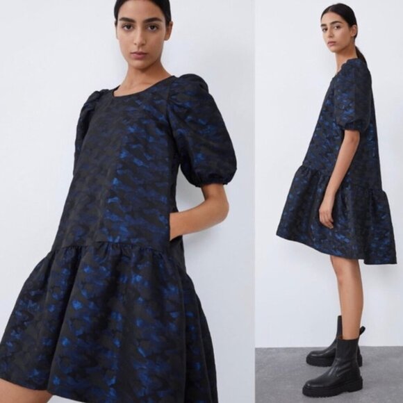 Zara voluminous jacquard dress Size XS NWT - Picture 4 of 4